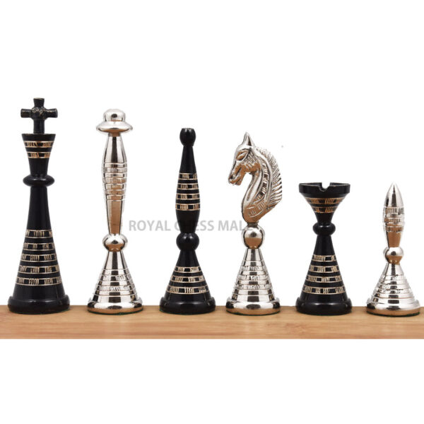 Solid Brass Metal Tribal Artwork Warli Luxury Chess Pieces & Board Set- 12" - Image 5