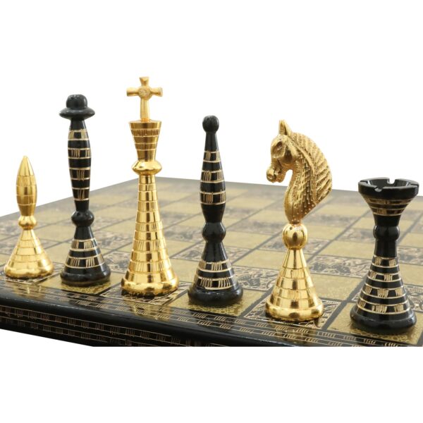 Solid Brass Metal Tribal Artwork Warli Luxury Chess Pieces & Board Set- 12" - Image 4